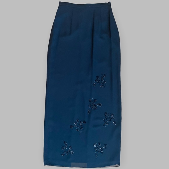 after dark Dresses & Skirts - Vintage 90’s After Dark Beaded Long Cocktail Skirt w/ Slit in Back